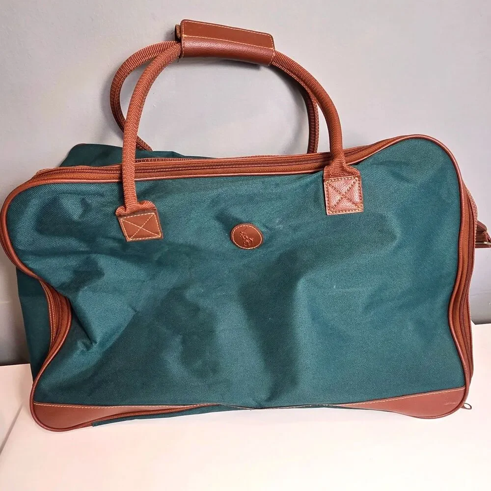 Vintage Polo Ralph Lauren Canvas Duffle Weekender Travel Bag Quiet Luxury